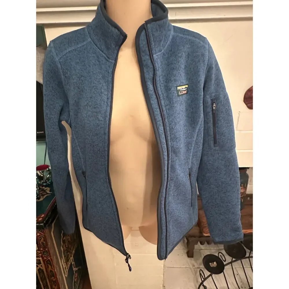 LL BEAN SWEATER FLEECE FULL ZIP JACKET SEABOARD BLUE XS